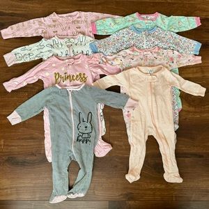 Gerber Baby Organic Pajama Bundle size 0-3 months Girls
